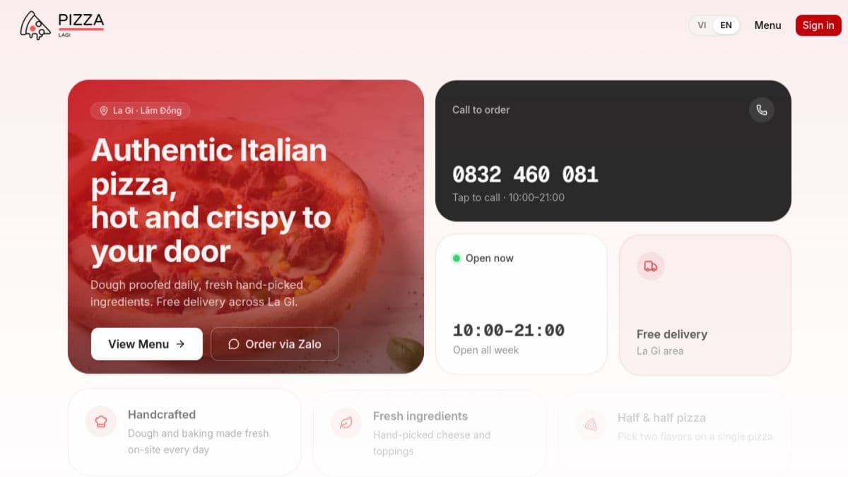 The Pizza Lagi online ordering homepage